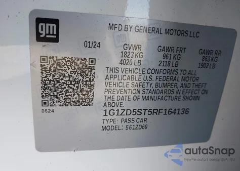 2024 Chevrolet Malibu Fwd 1Lt from USA, damaged, VIN 1G1ZD5ST5RF164136